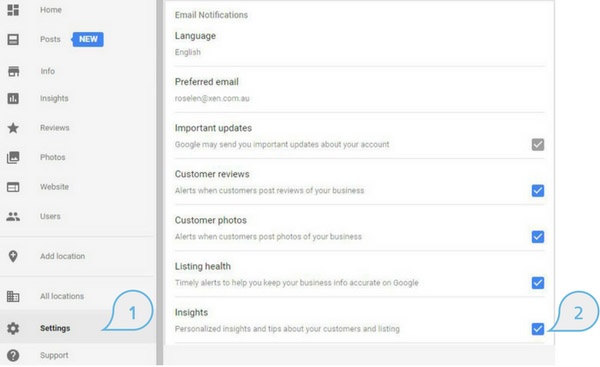 Enabling Google My Business Insights