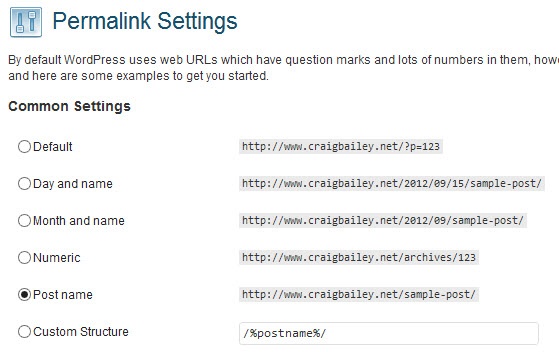 WordPress Permalink Structure