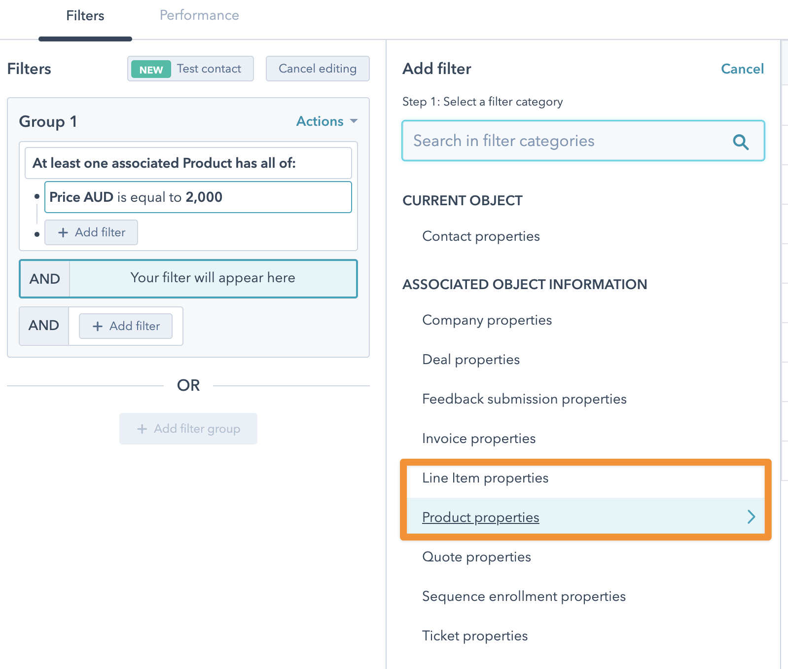 contact list filters