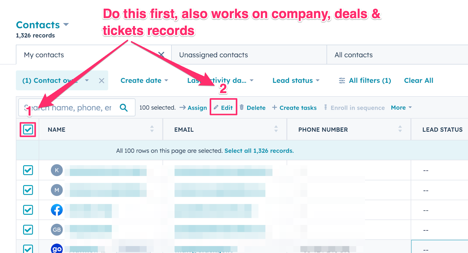 editing contact records in bulk