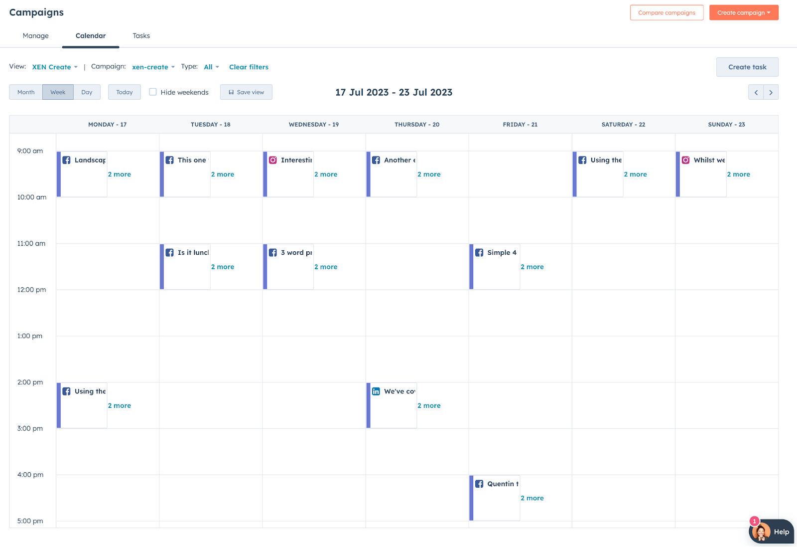 HubSpot Campaign Calendar