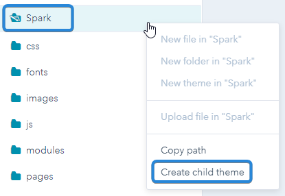 HubSpot create a child theme