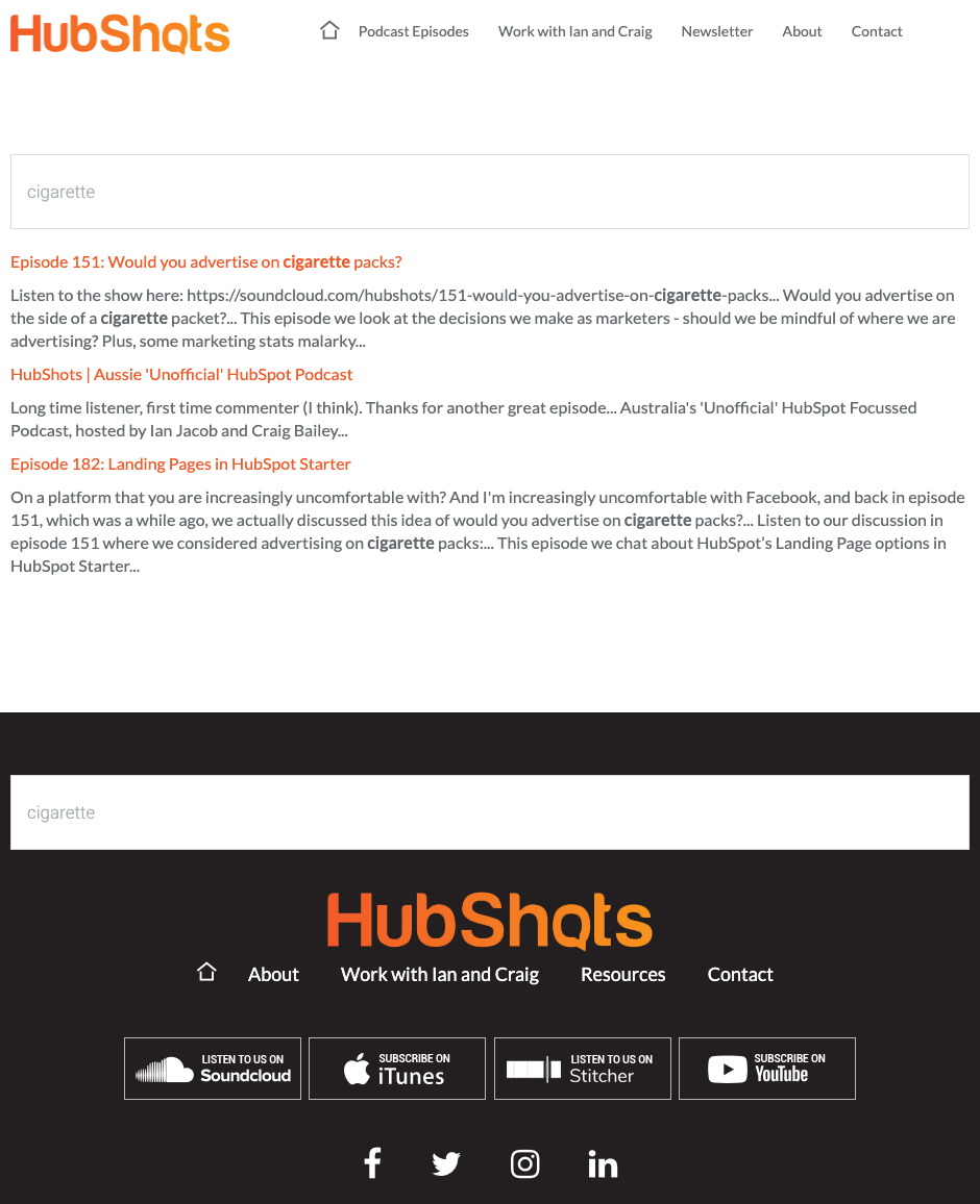 hubshots site search