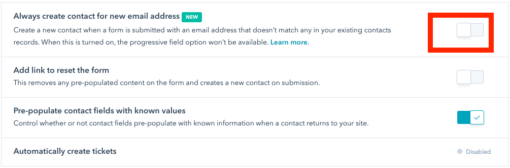 hubspot form options