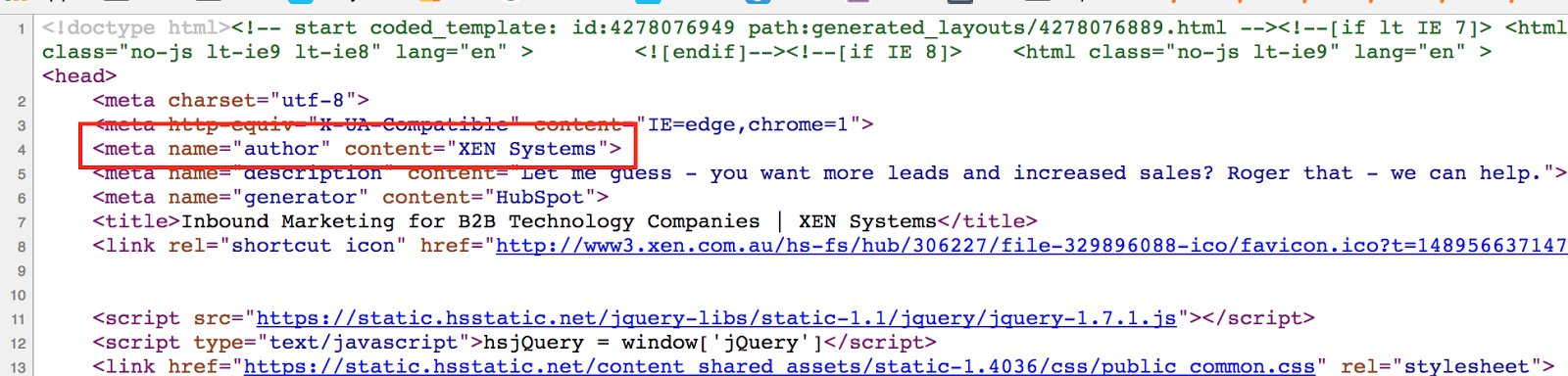 hubspot meta author tag