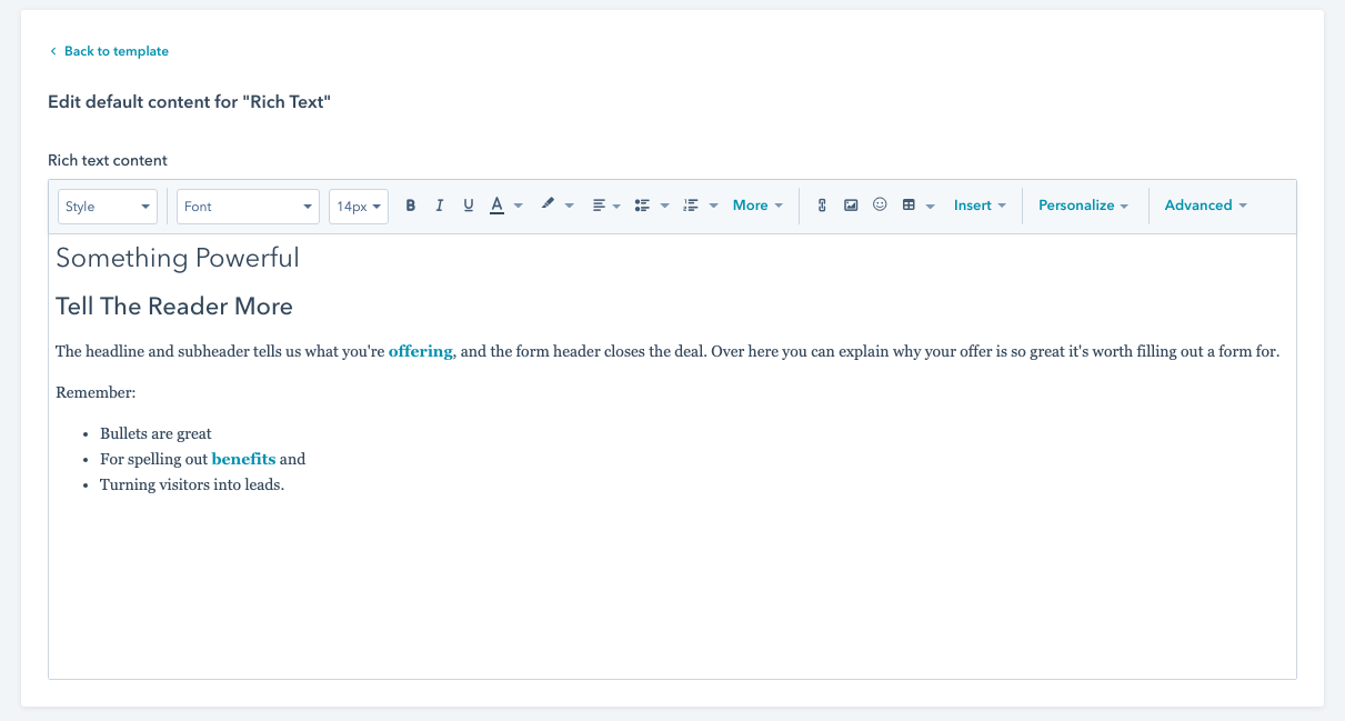 hubspot rich text
