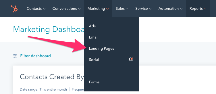 hubspot starter has landing pages