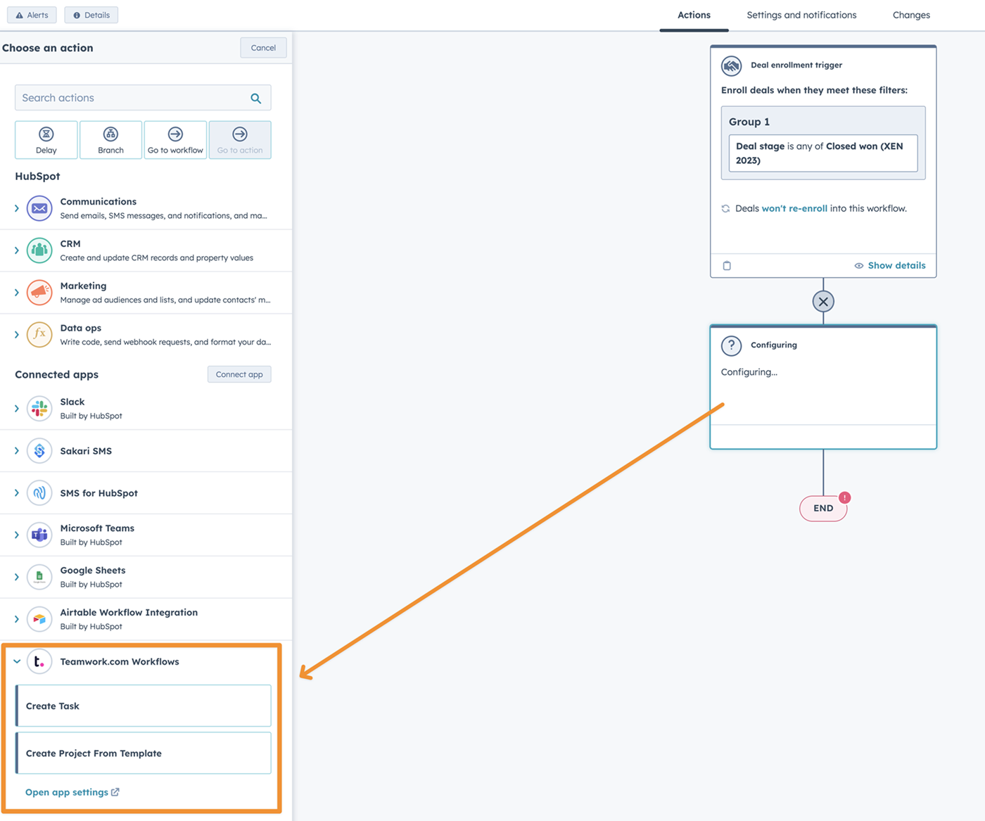 Create Teamwork Tasks and Projects from a Workflow action