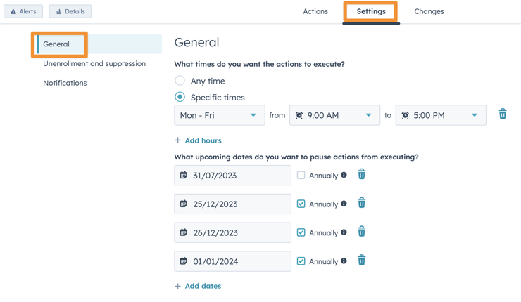 Workflow settings