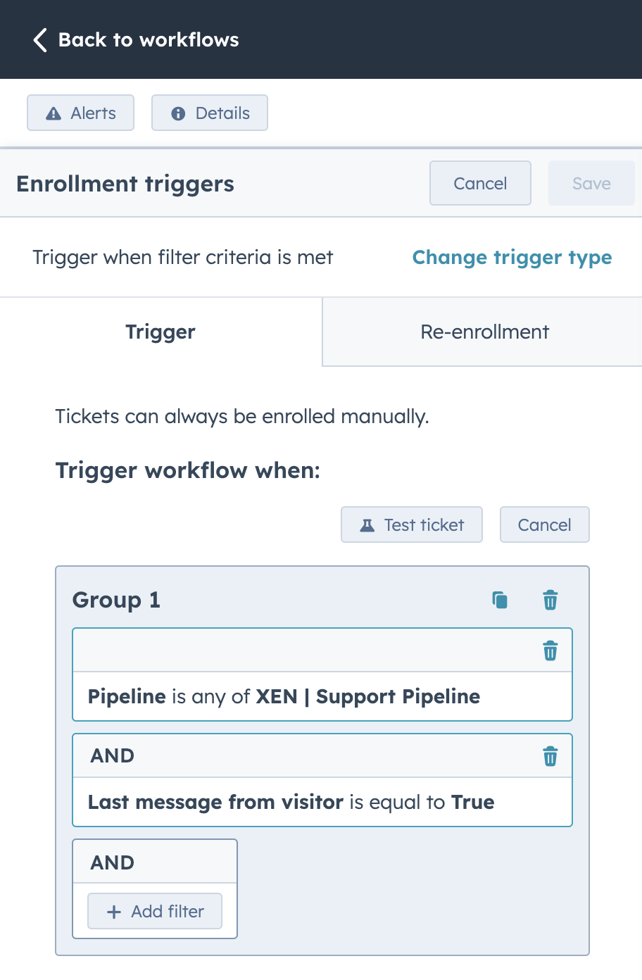 Last Message from Visitor set as workflow trigger