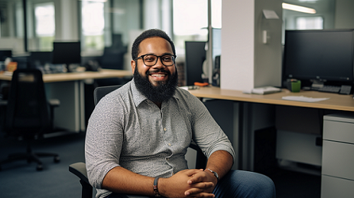 A man smiling while sitting