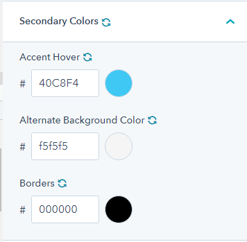 secondary colors HubSpot theme